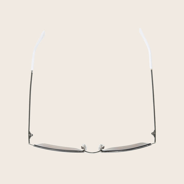 Panama Jack Classic White Metal Flat Square Frame Sunglasses