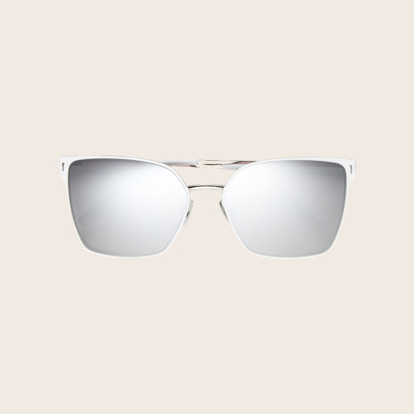 Panama Jack Classic White Metal Flat Square Frame Sunglasses