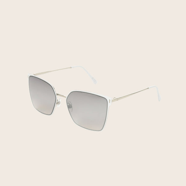 panama jack Classic White Metal Flat Square Frame Sunglasses