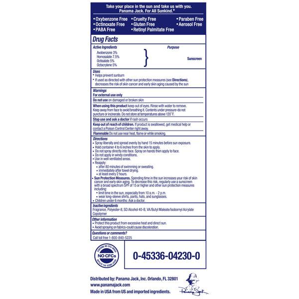 Panama Jack Continuous Spray Sport Sunscreen SPF 30