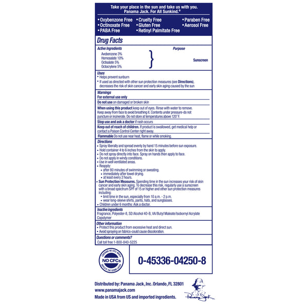 Panama Jack Continuous Spray Sport Sunscreen SPF 50