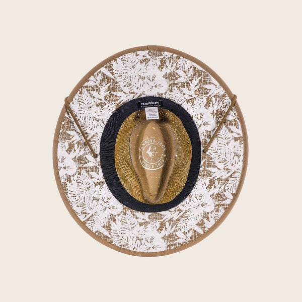 Panama Jack Floral Underbrim Deluxe Rush Straw Lifeguard Hat