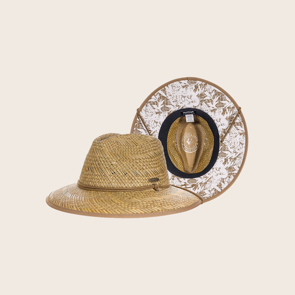 panama jack Floral Underbrim Deluxe Rush Straw Lifeguard Hat