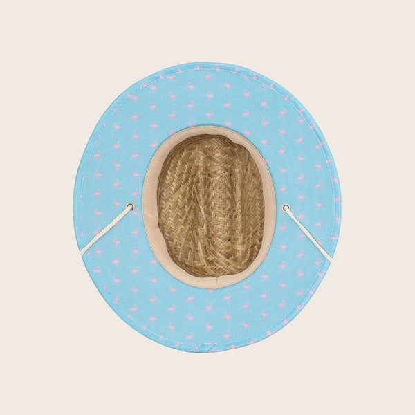 Panama Jack Kids Flamingo Underbrim Straw Lifeguard Sun Protection Hat