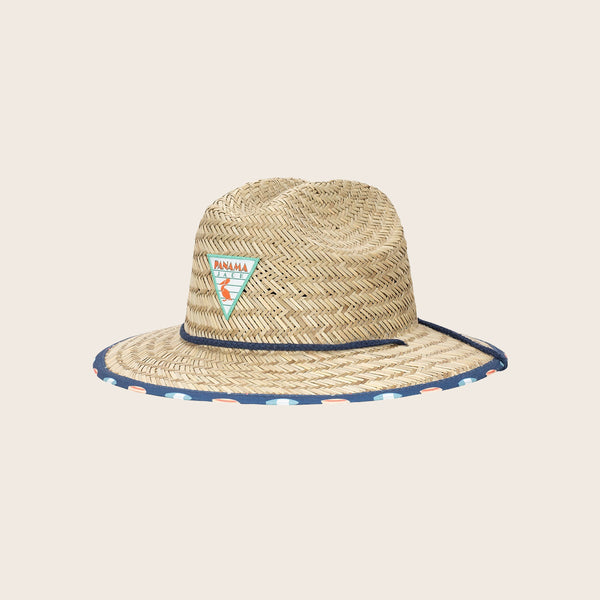 panama jack Kids Surfboard Underbrim Straw Lifeguard Hat