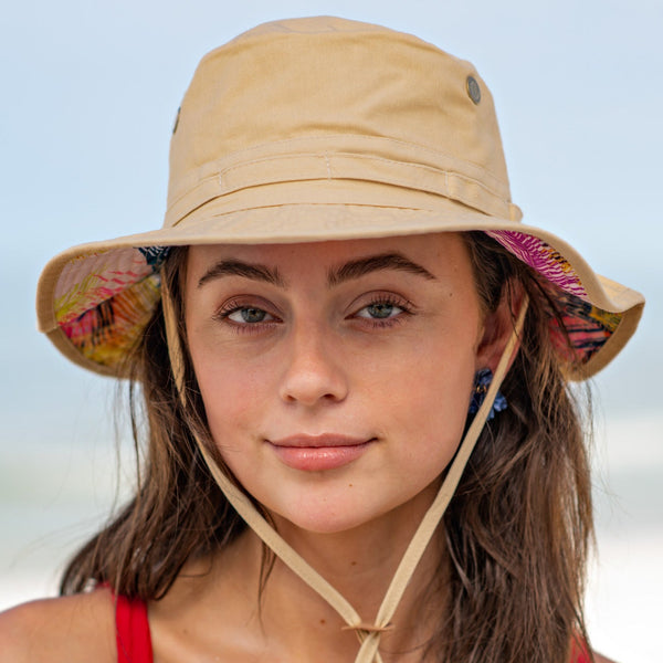 panama jack Multi-Color Palm Underbrim Bucket Sun Hat