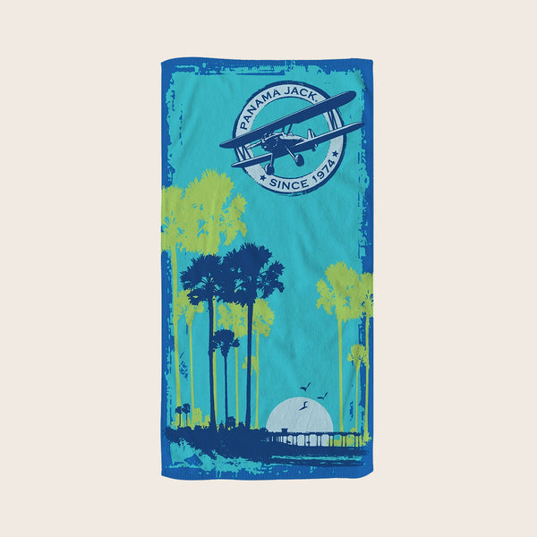 panama jack Blue Sunrise Plane Beach Towel