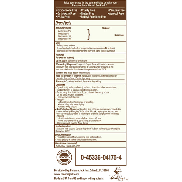 Panama Jack Continuous Spray Sunscreen SPF 75