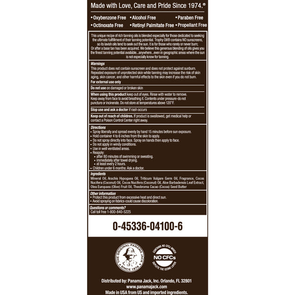 Panama Jack Continuous Spray Trophy Oil SPF 0