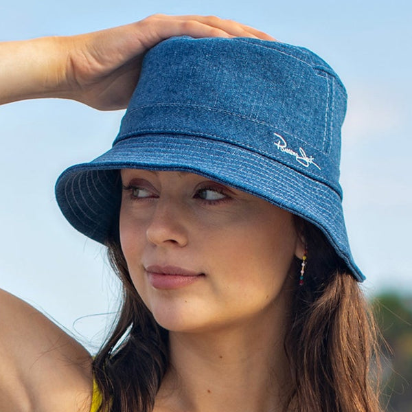 panama jack Denim Bucket Sun Hat - All Sales Final
