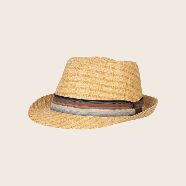 Panama Jack Matte Toyo Stripe Band Fedora Hat