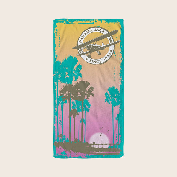 panama jack Pink Sunset Plane Beach Towel