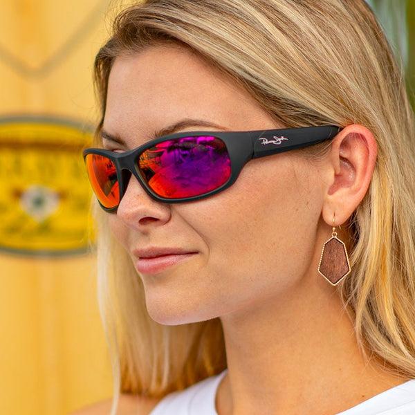 panama jack Polarized Red Mirror Wrap Sunglasses