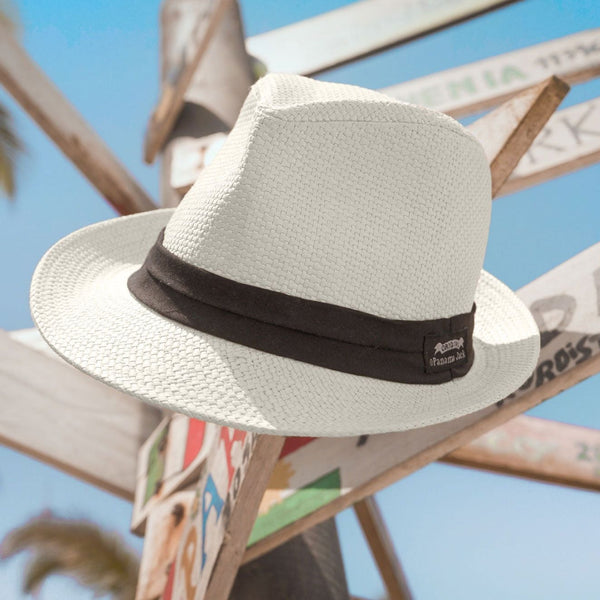 panama jack Solid Ribbon Fedora Hat