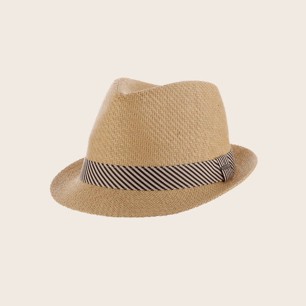 Panama Jack Striped Band Matte Toyo Fedora Hat