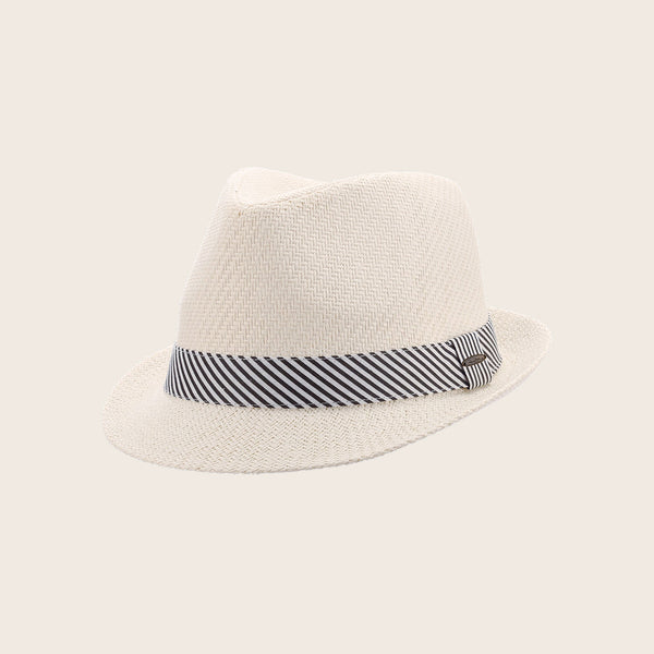 Panama Jack Striped Band Matte Toyo Fedora Hat