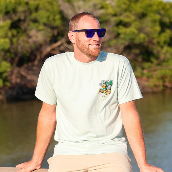 panama jack Polarized Black & Blue Square Smoke Sunglasses