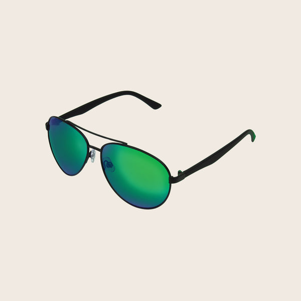 panama jack Polarized Satin Black Metal Aviator Sunglasses