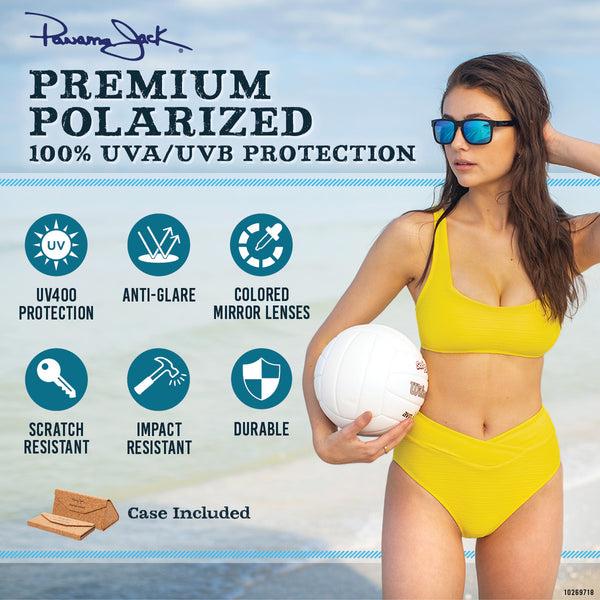 Panama Jack Premium Polarized Blue Mirror Shield Sunglasses
