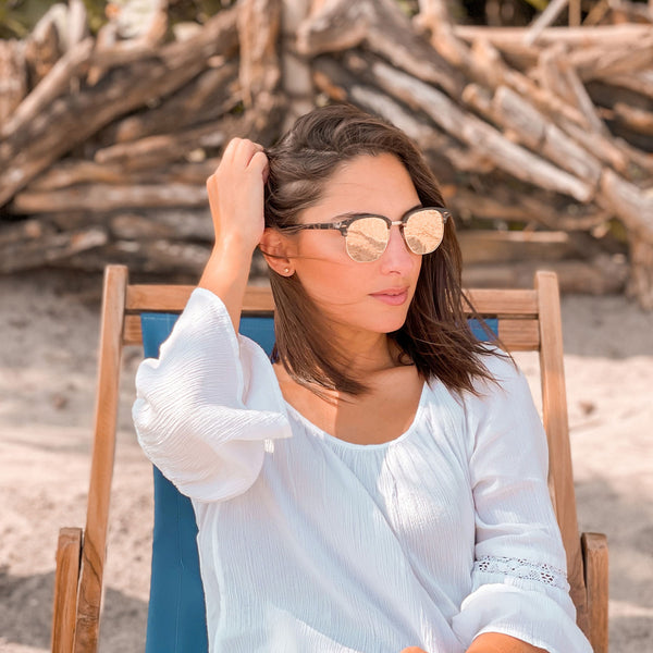 panama jack Premium Polarized Gold Mirror Club Sunglasses