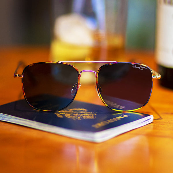 Panama Jack Premium Polarized Metal Square Sunglasses