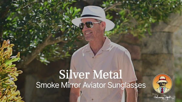Panama Jack Silver Metal Smoke Mirror Aviator Sunglasses