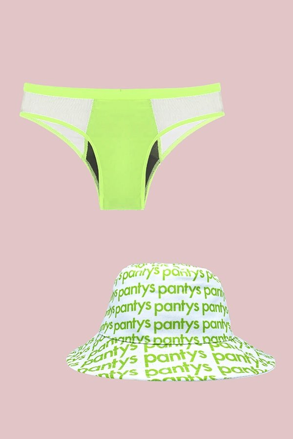 pantys kit neon bikini + bucket hat hot pink