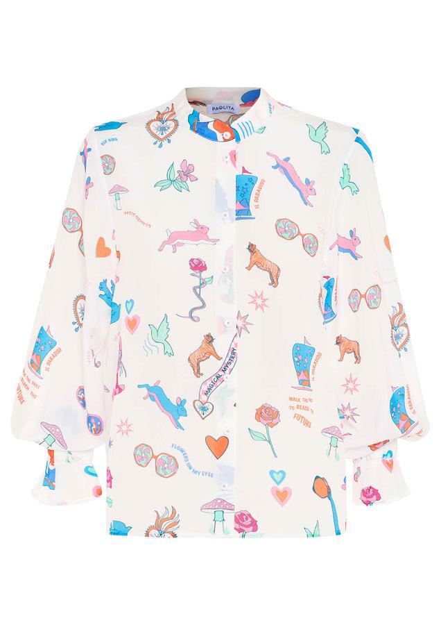 paolita White Rabbit Silk Adrienne Shirt