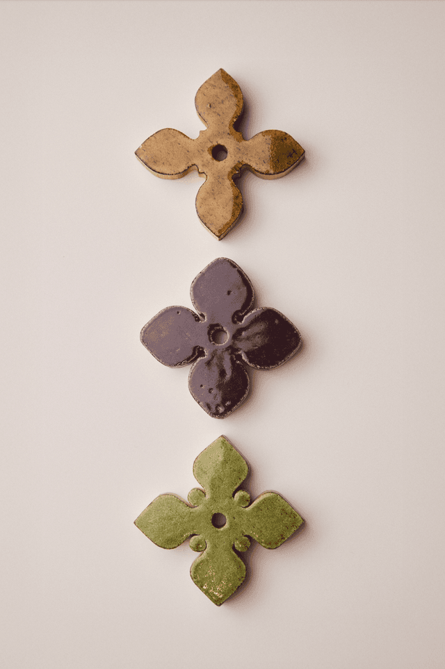 paper collective Ceramic Wall Flowers - Colourful Glaze