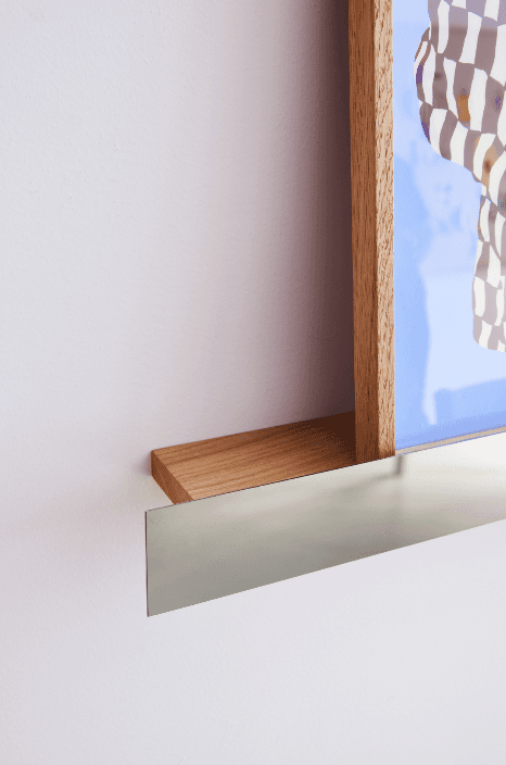 Paper Collective Floating Gallery Shelf - Brushed Steel / Oak