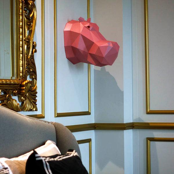 papercraft world Hippo Head Wall Art - Digital PDF Template