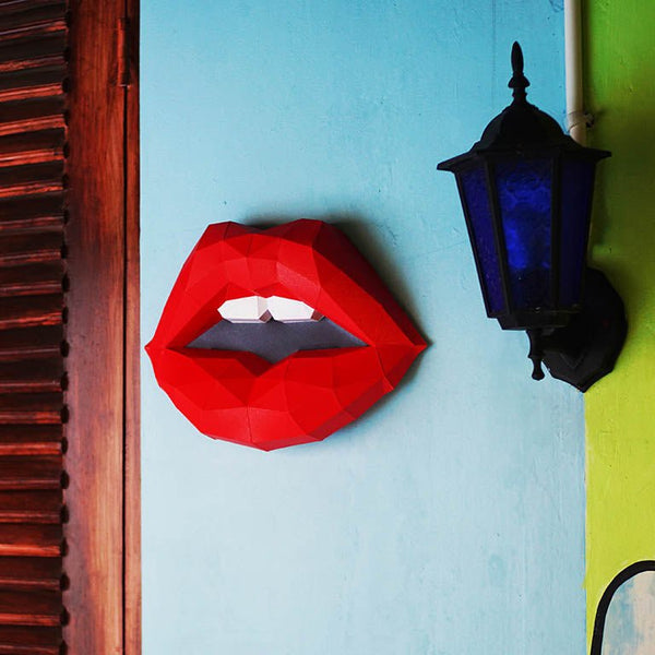 Papercraft World 3D Red Lips Wall Art