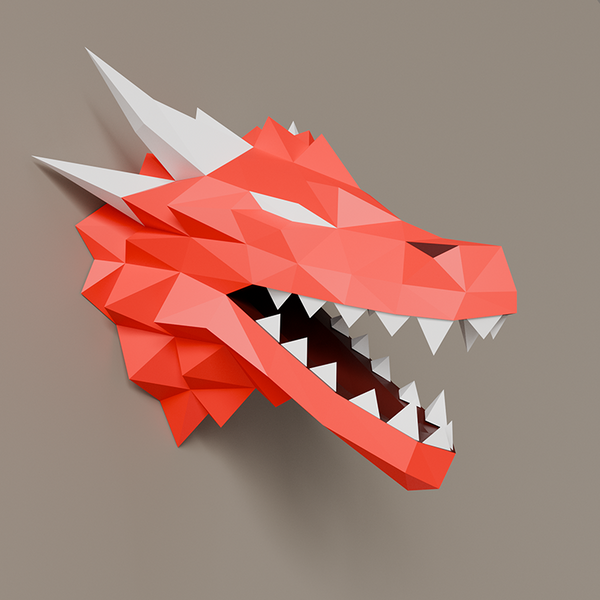 Papercraft World Dragon Head Wall Art