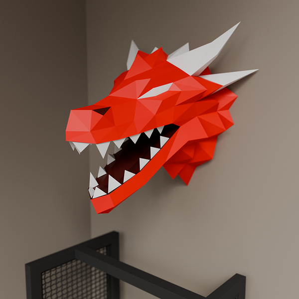papercraft world Dragon Head Wall Art