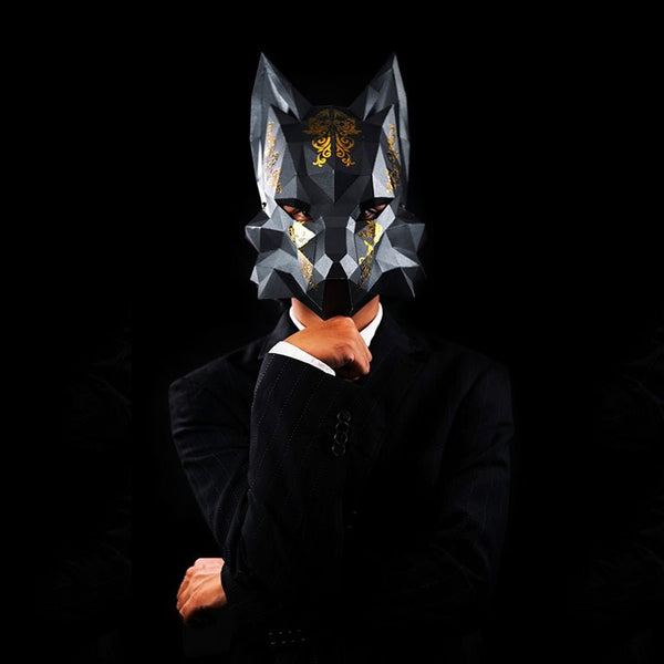Papercraft World Futuristic Fox Mask - Black