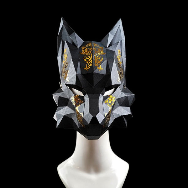 Papercraft World Futuristic Fox Mask - Black
