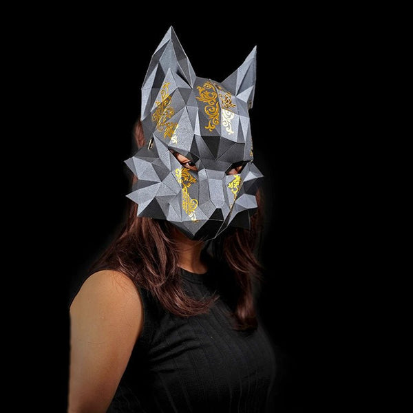 Papercraft World Futuristic Fox Mask - Black