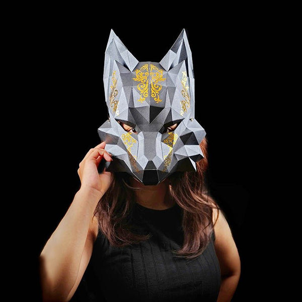 papercraft world Futuristic Fox Mask - Black