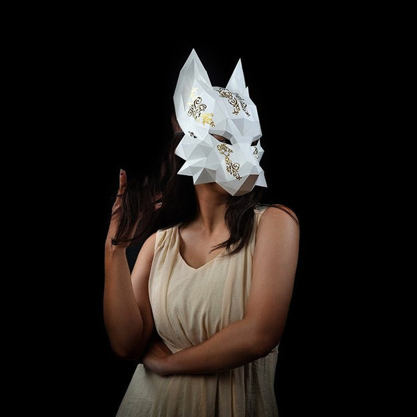 Papercraft World Futuristic Fox Mask - White