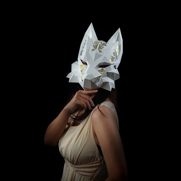 Papercraft World Futuristic Fox Mask - White