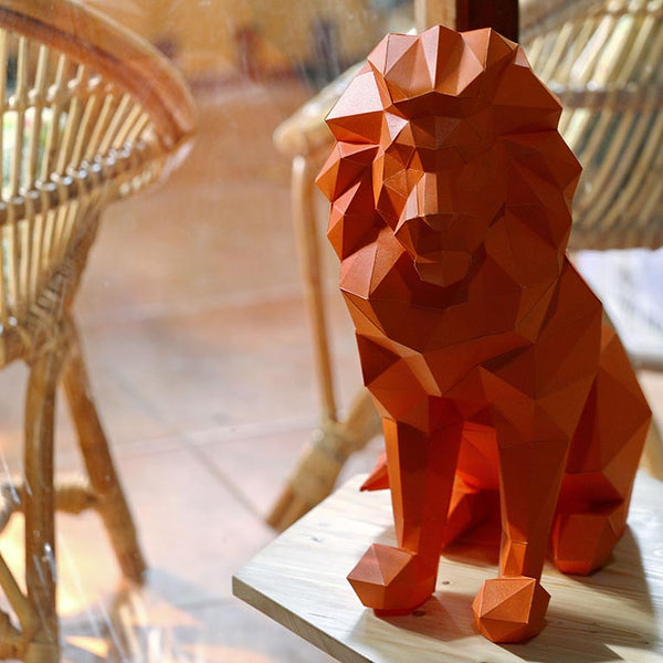 papercraft world Sitting Lion 3D Model