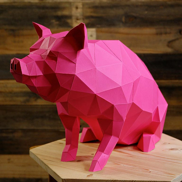 Papercraft World Sitting Pig - Digital PDF Template