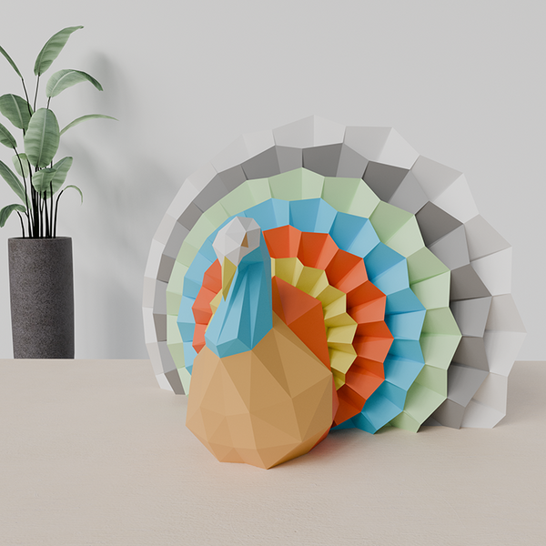 Papercraft World Sitting Turkey 3D Model