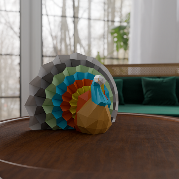 Papercraft World Sitting Turkey 3D Model