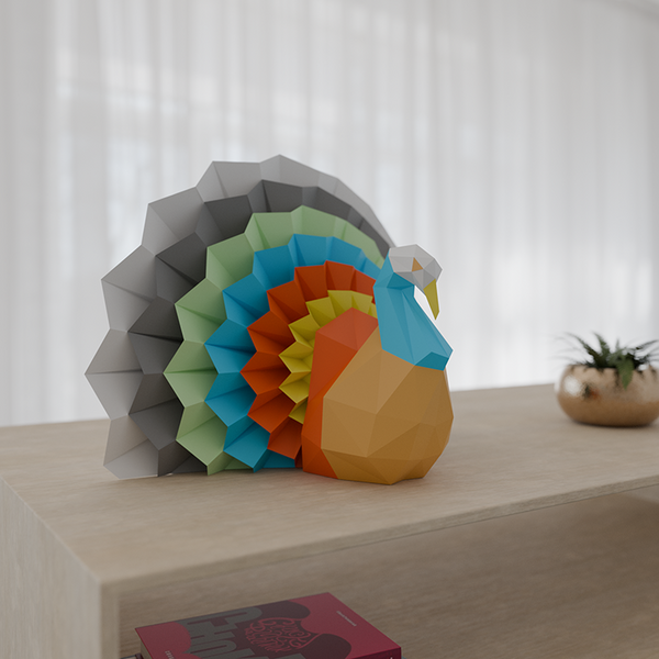 papercraft world Sitting Turkey 3D Model