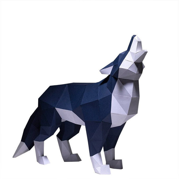 Papercraft World Standing Wolf 3D Model