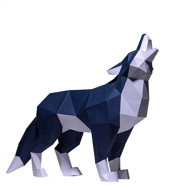 Papercraft World Standing Wolf 3D Model
