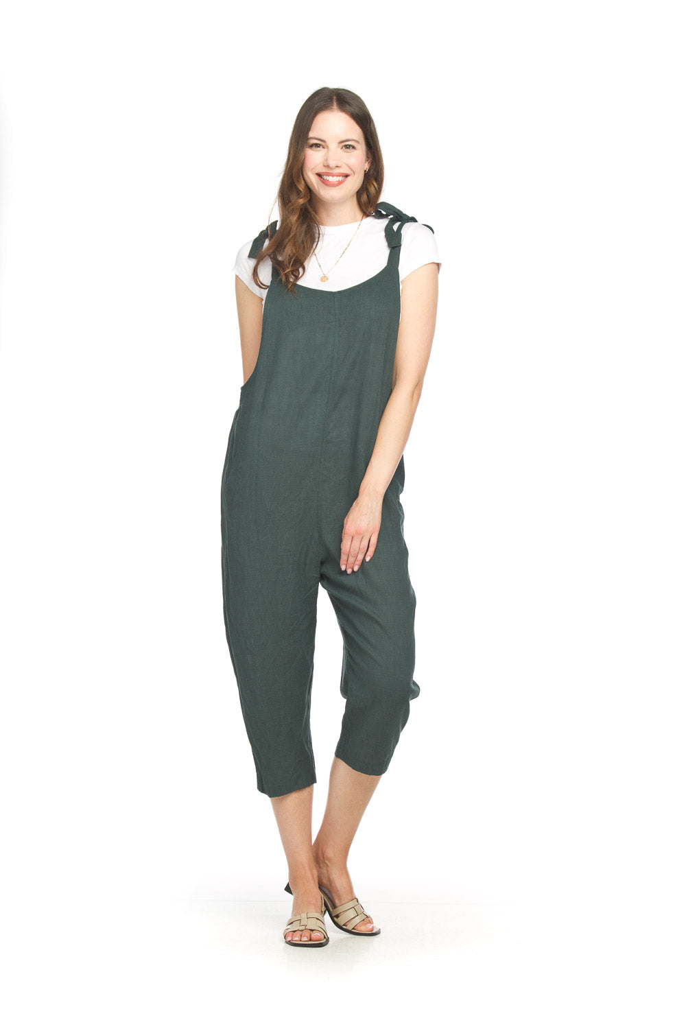 Papillon Cotton Blend Jumpsuit With Adjustable Tie Straps