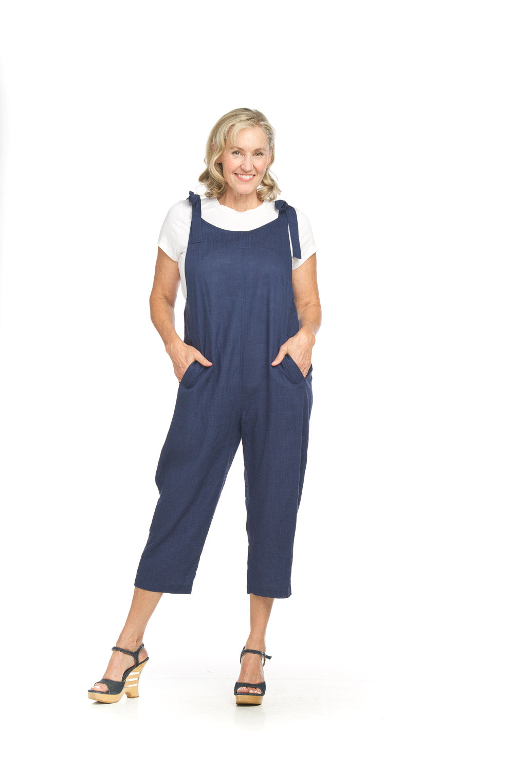 Papillon Cotton Blend Jumpsuit With Adjustable Tie Straps