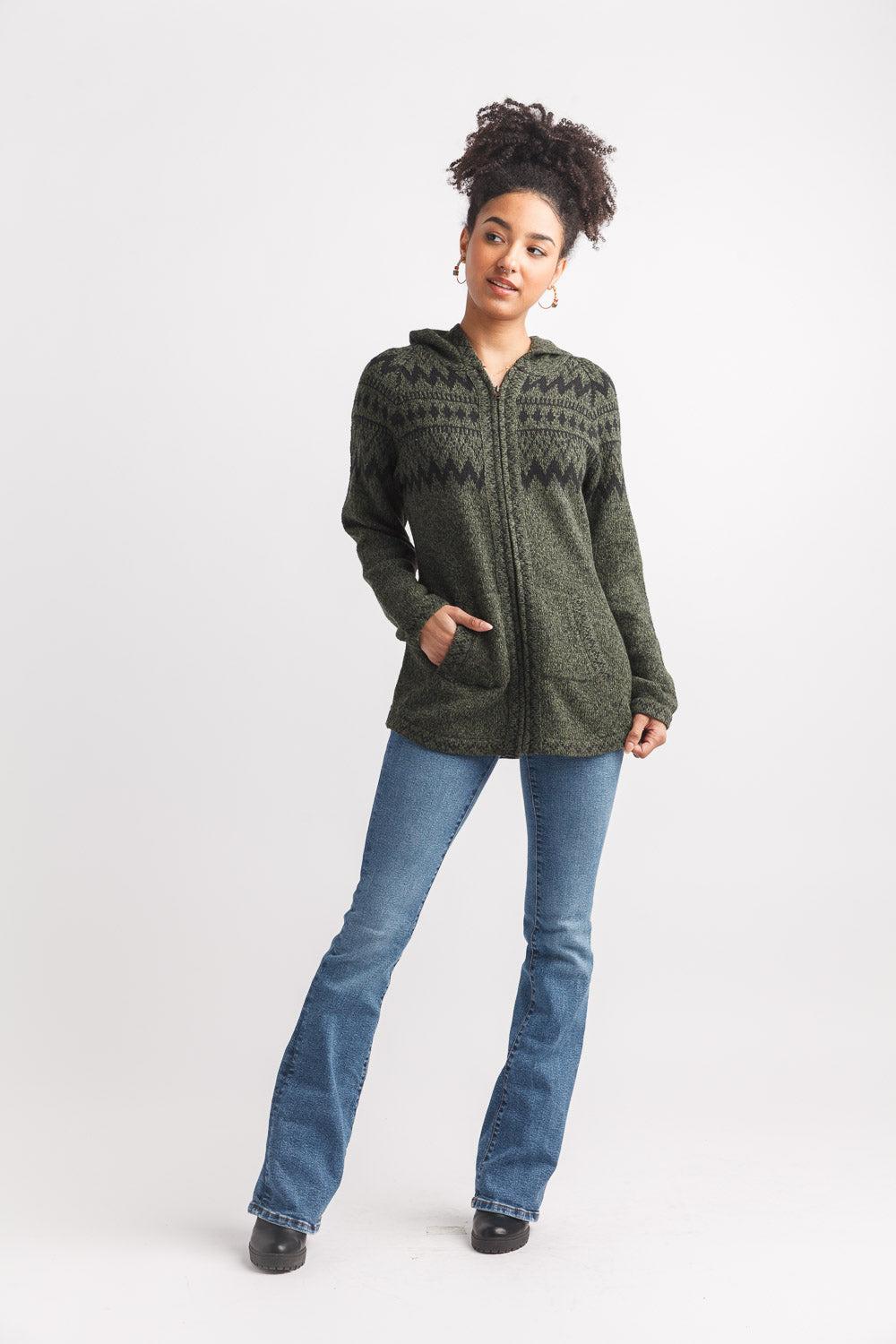 papillon Fairisle Knit Hooded Short Jacket With Pockets